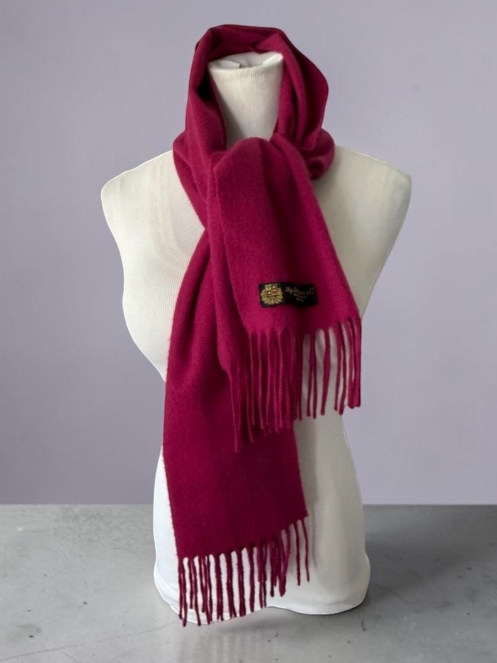 Loro Piana 100% Cashmere Fringe Magenta Scarf 13x59